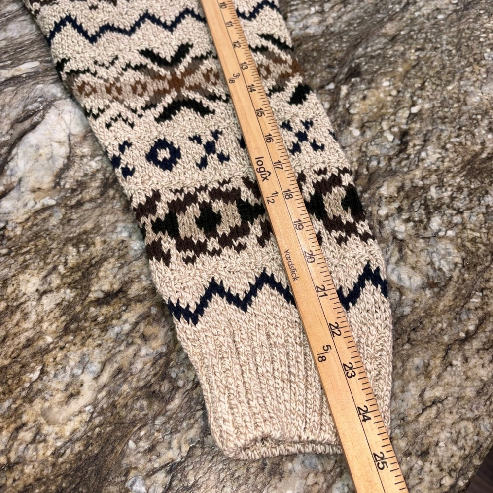Vintage Grandpa Sweater Fair Isle Fieldmaster Knit Mens XLT Tan Brown Navy - Picture 7 of 11